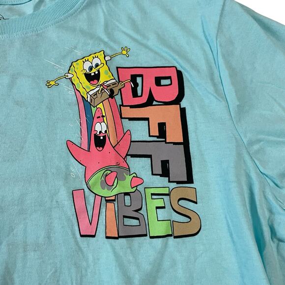 SpongeBob SquarePants BFF GOOD VIBES Womens Size XXL (20) Aqua Blue T-Shirt - Picture 6 of 10